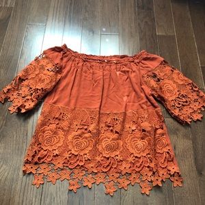 Off the shoulder floral cutout top